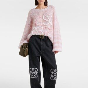 LOEWE Anagram Mohair Sweater - white/pink